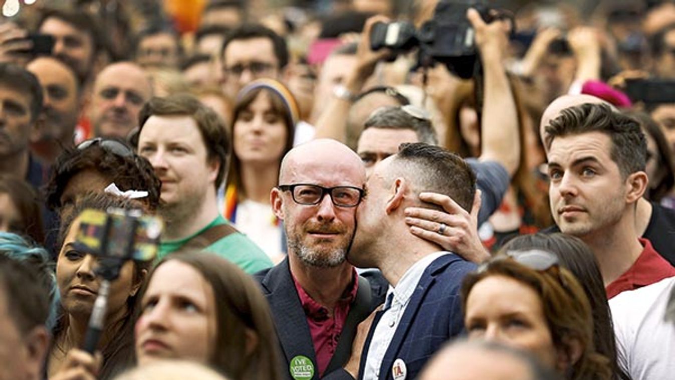 People react as Ireland voted in favour of allowing same-sex marriage in a historic referendum, in Dublin