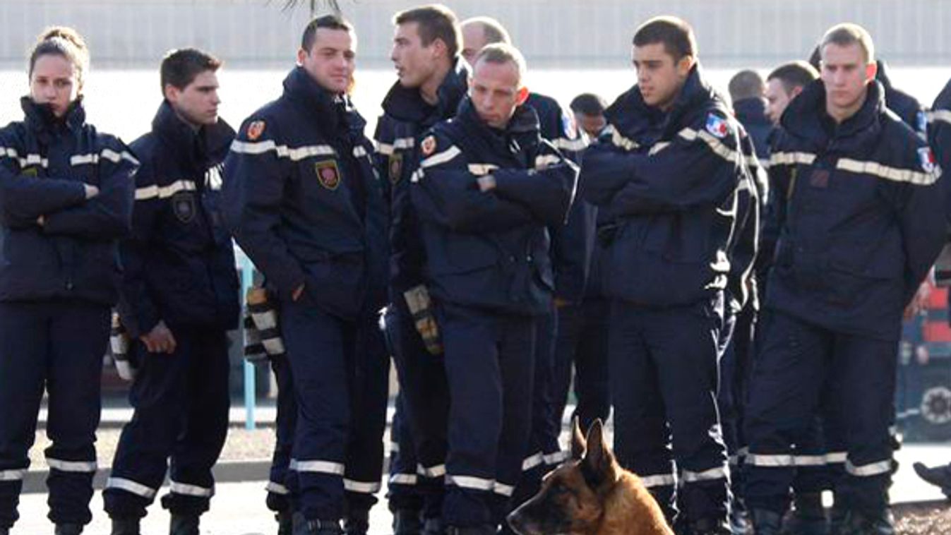 Rescue team of Civil Security base of Brignolles prepare to start with sniffer dog from the military base of Istres