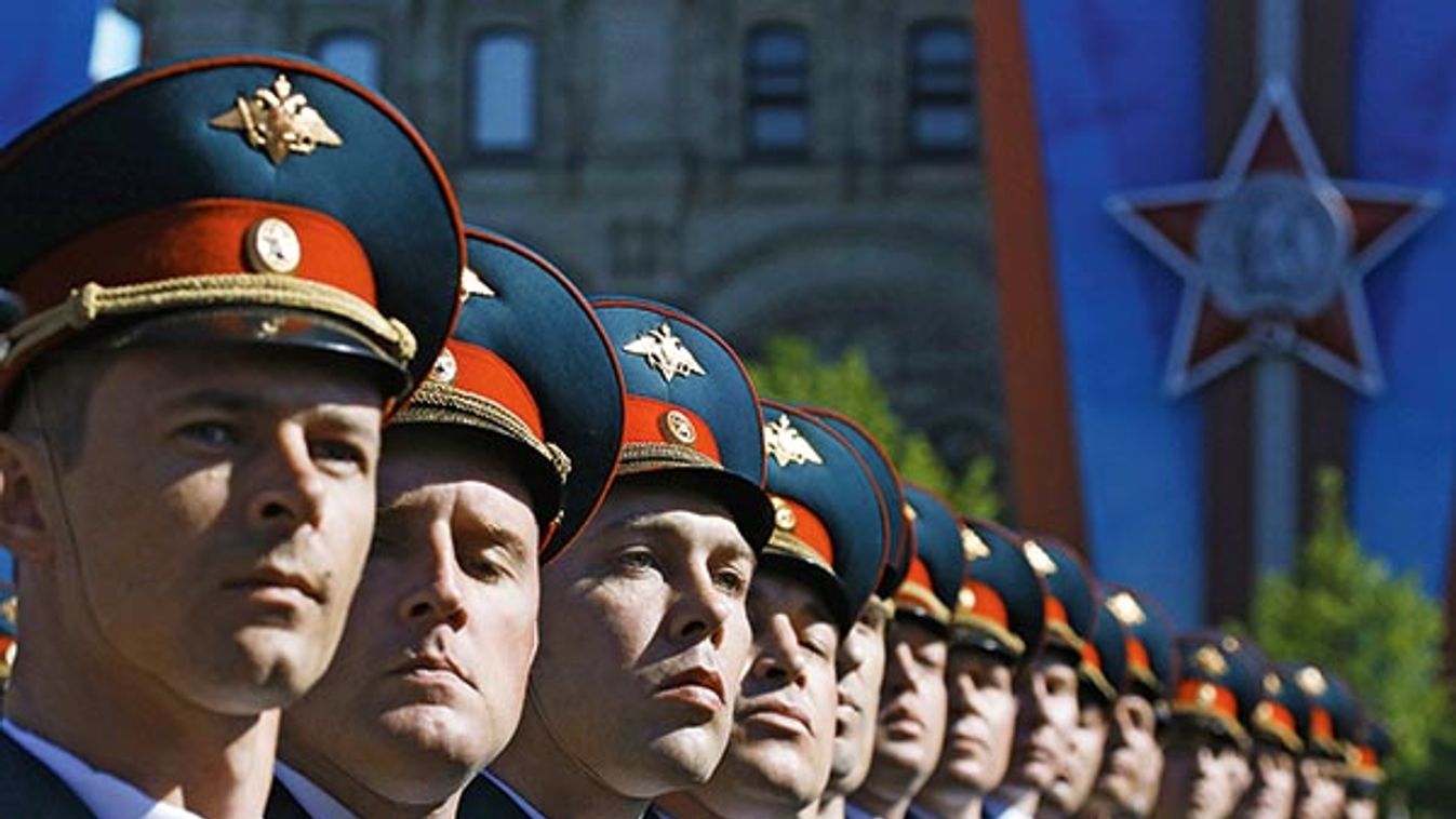 Russian servicemen march during the Victory Day parade in Moscow's Red Square