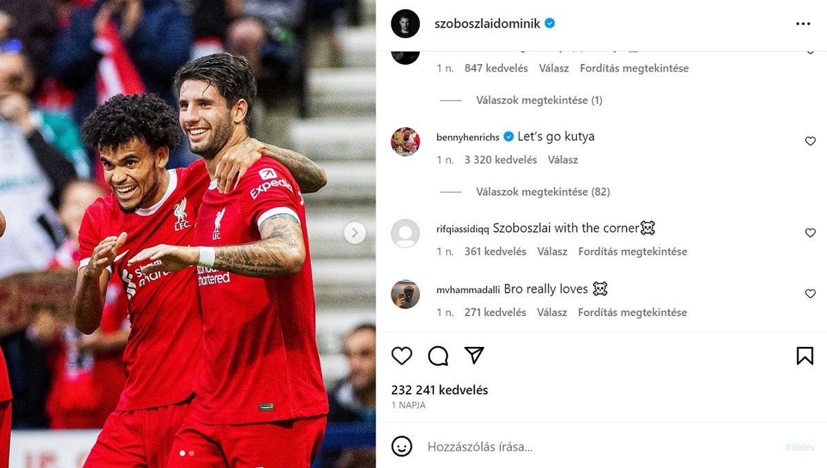 Szoboszlai Dominik és Luis Diaz ünnepli utóbbi gólját a Liverpool Darmstadt elleni felkészülési mérkőzésén