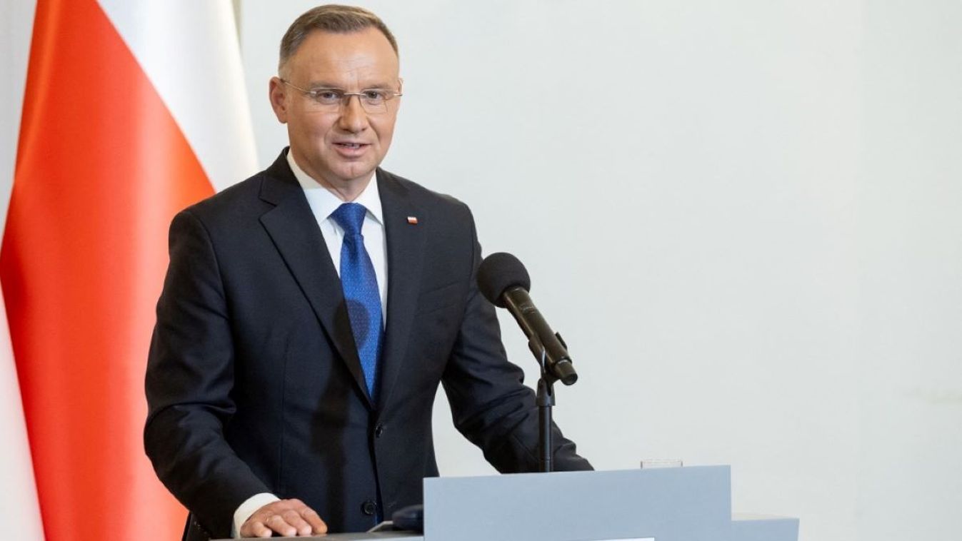 Andrzej Duda during President of South Korea official visit in Poland, Warsaw, Poland on July 13, 2023.