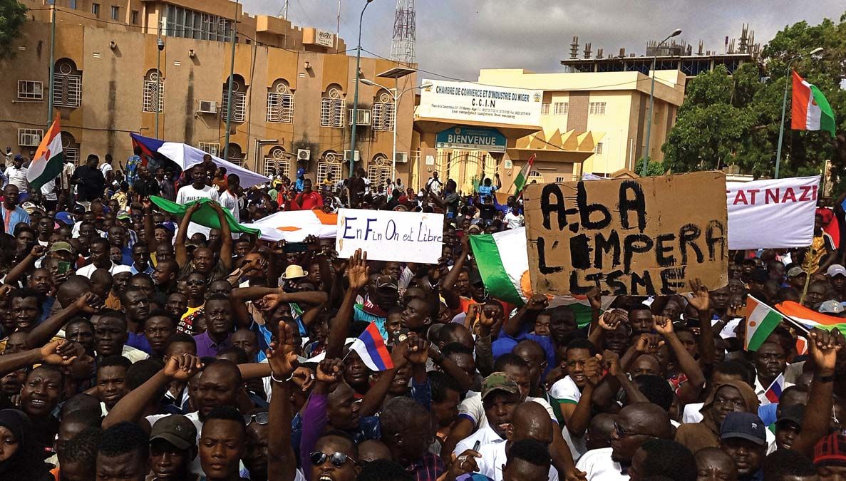 Coup supporters stage a demonstration in Niger
