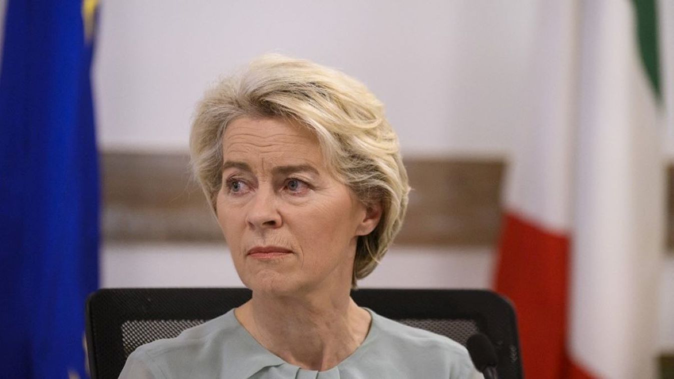 President of European Commission Ursula Von Der Leyen and the Italian Prime Minister Giorgia Meloni (not seen) meet at an event during the migrant crisis in Lampedusa Island, Italy on September 17, 2023.