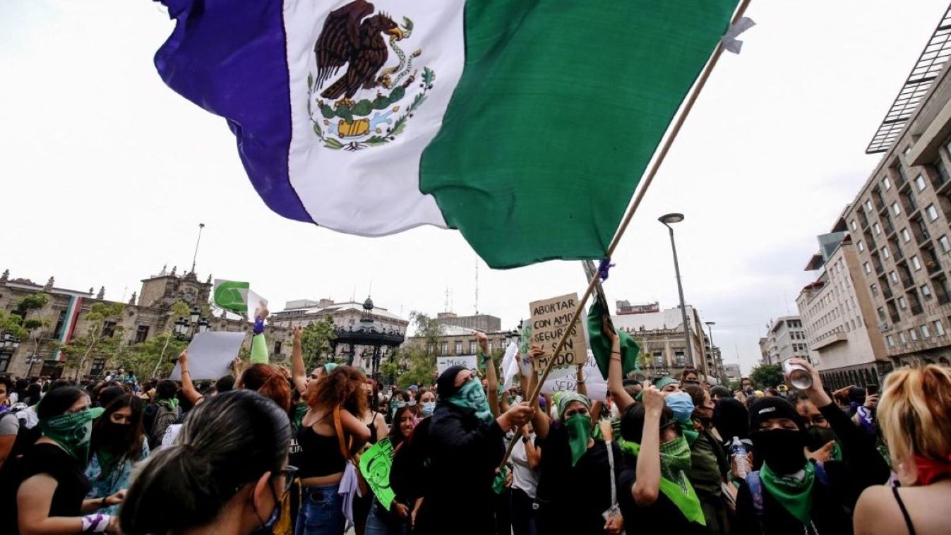 Supporters of the legalization of abortion take part in a demonstration in the framework of the International Safe Abortion Day, in Guadalajara, Mexico on September 28, 2020.