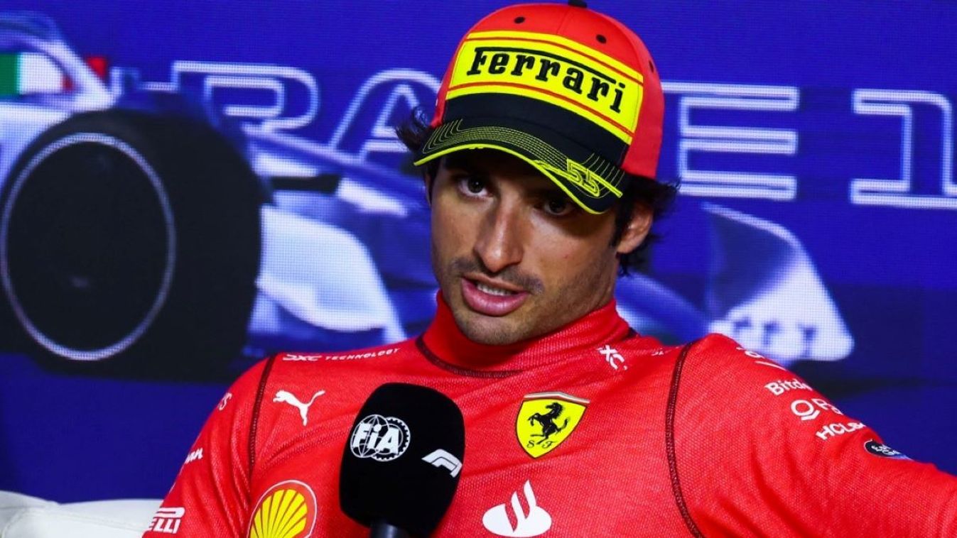 Carlos Sainz of Ferrari attends a press conference after the F1 Grand Prix of Italy at Autodromo Nazionale Monza on September 3, 2023 in Monza, Italy.