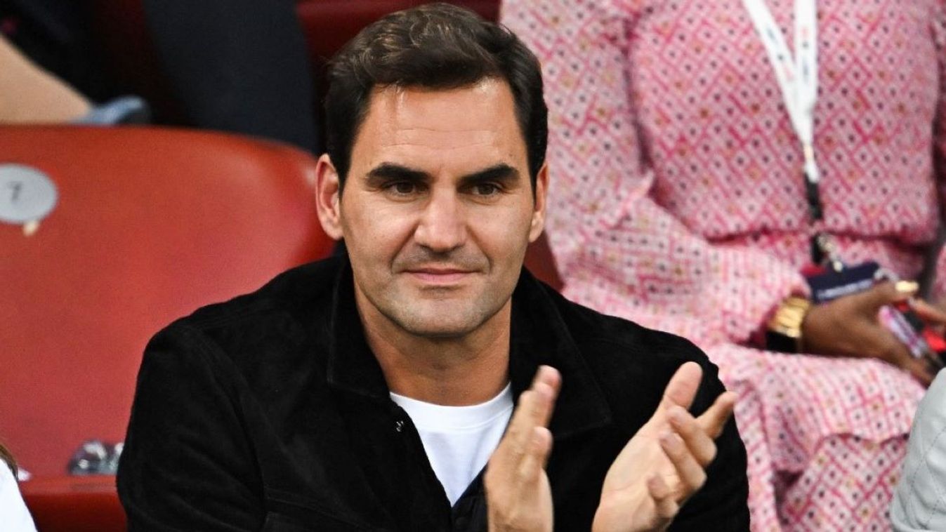 Former Swiss tennis player Roger Federer applauds during the Diamond League athletics meeting at Stadion Letzigrund stadium in Zurich on August 31, 2023.