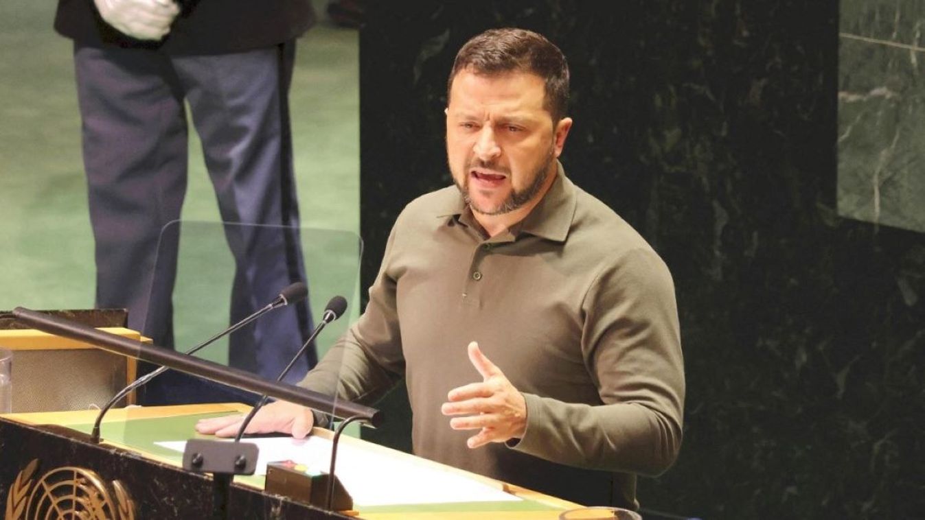 Ukraine's President Volodymyr Zelenskyy addresses the 78th Session of the United Nations General Assembly at the headquarters in New York City, New York, on Sept. 19, 2023.