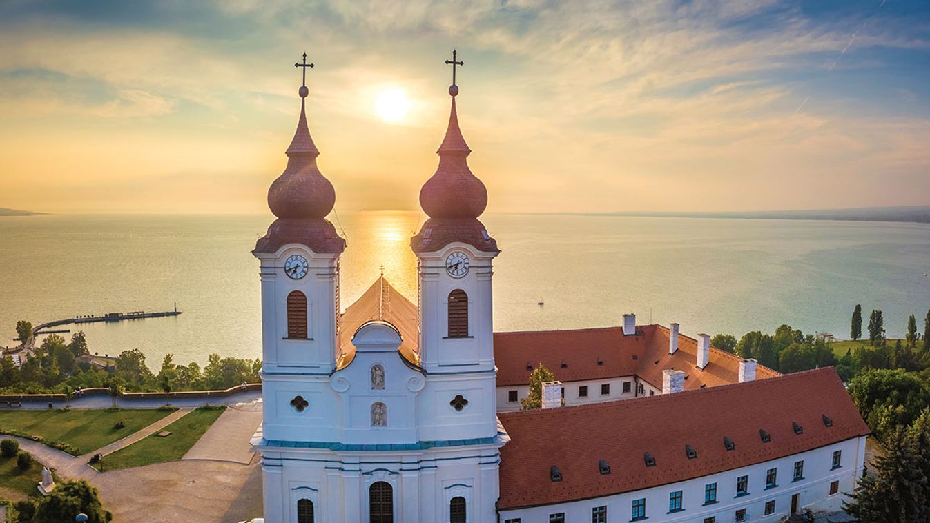 Tihany,,Hungary,-,Aerial,Panoramic,View,Of,Benedictine,Monastery,Of