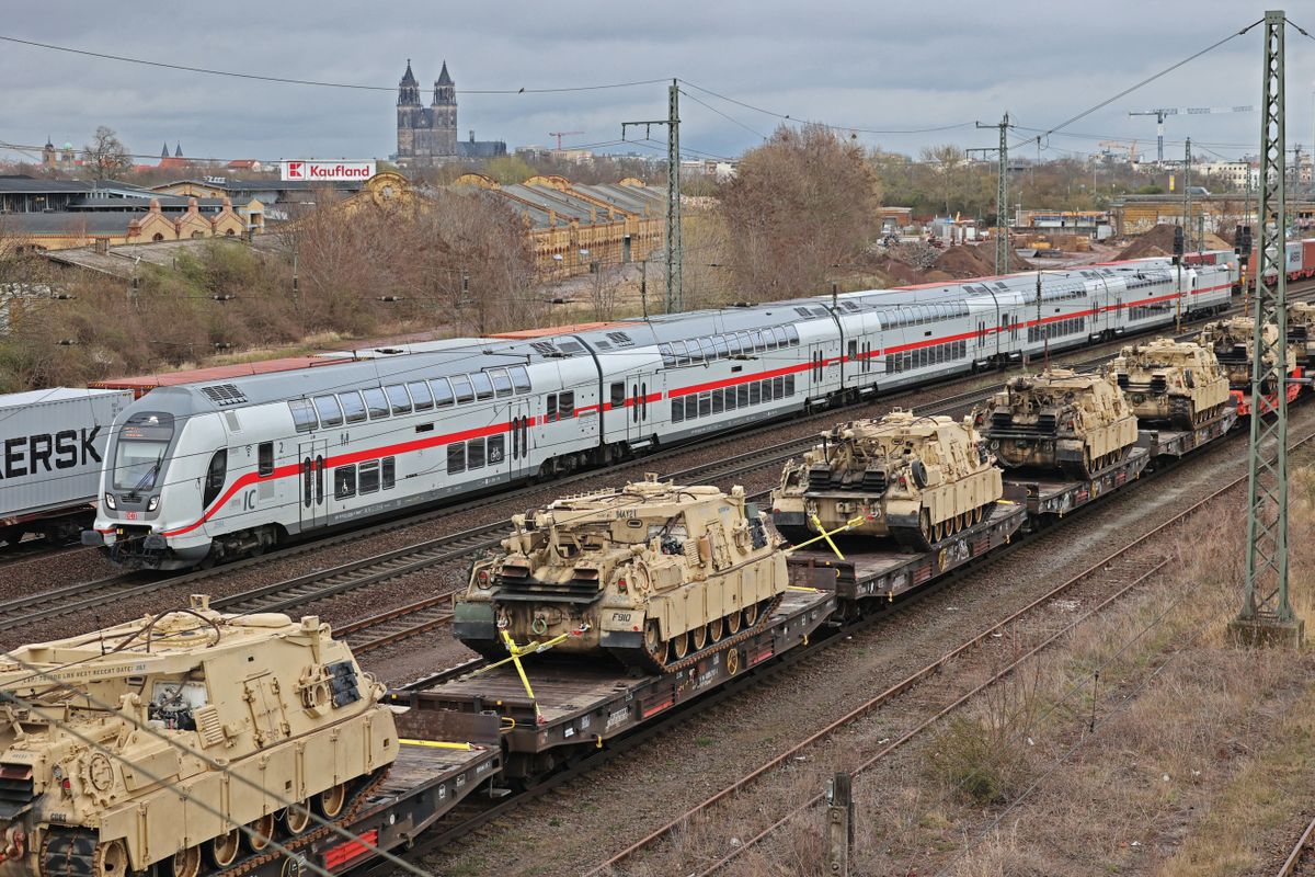 US military train in Magdeburg