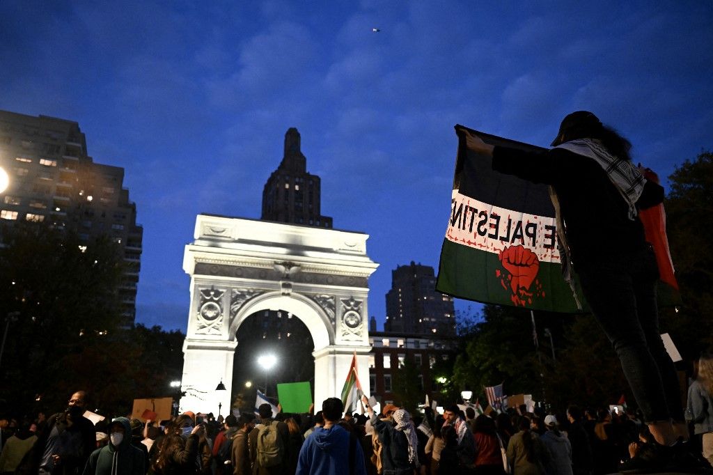 Protest held in New York against Israeli attack on Gaza hospital