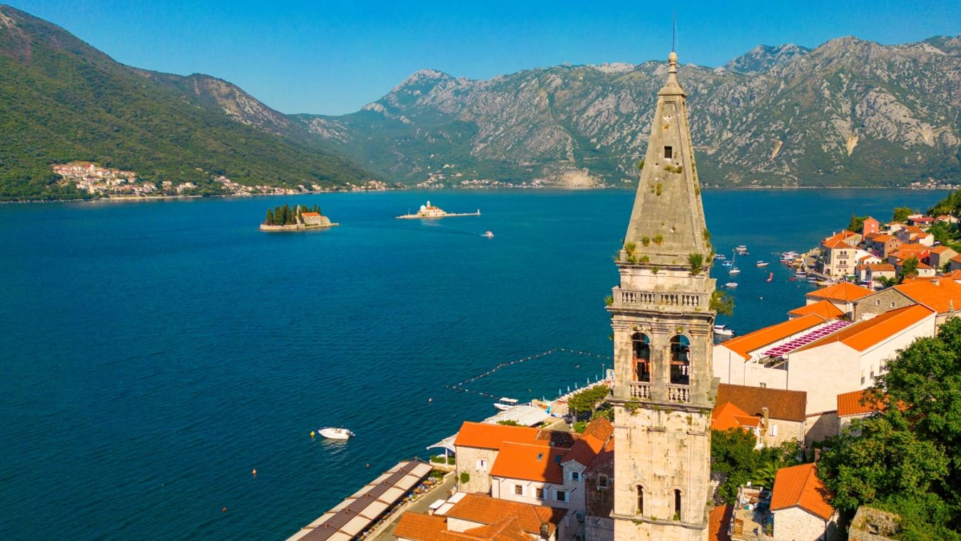 Montenegro adriatic coast bay kotor perast aerial view