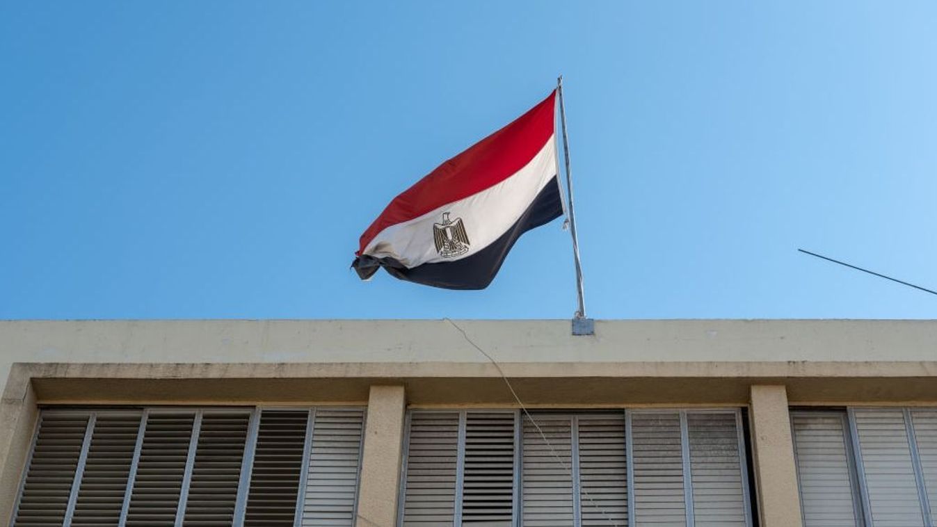 Egyptian flag above the embassy of Egypt in Tel Aviv, Israel