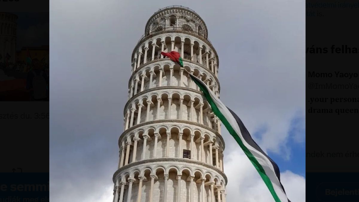 Palesztin zászlót tűztek ki a pisai ferde toronyra