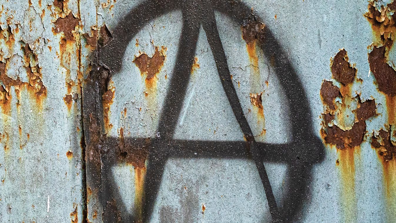 Anarchy,Symbol,On,House,Wall.,Symbol,Of,Leftist,And,Anarchist
