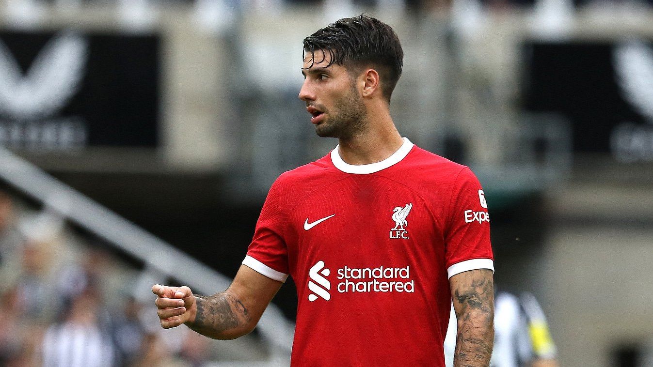 Dominik Szoboszlai of Liverpool during the Premier League match between Newcastle United and Liverpool at St. James's Park, Newcastle on Sunday 27th August 2023.