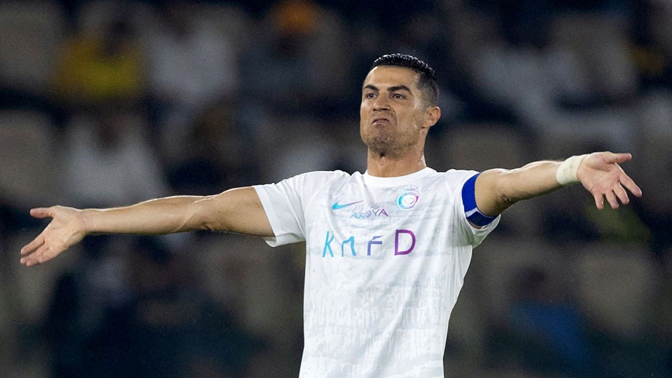 Nassr's Portuguese forward #07 Cristiano Ronaldo reacts during the Saudi Pro League football match between Al-Ittihad and Al-Nassr at King Abdullah Sports City Stadium in Jeddah on December 26, 2023. (Photo by AFP)