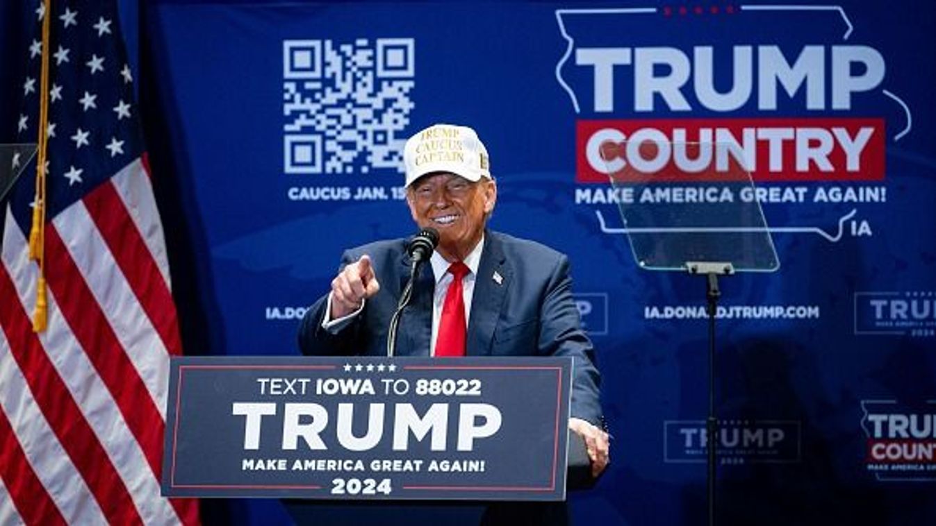 Donald Trump az iowai Indianolában kampányol