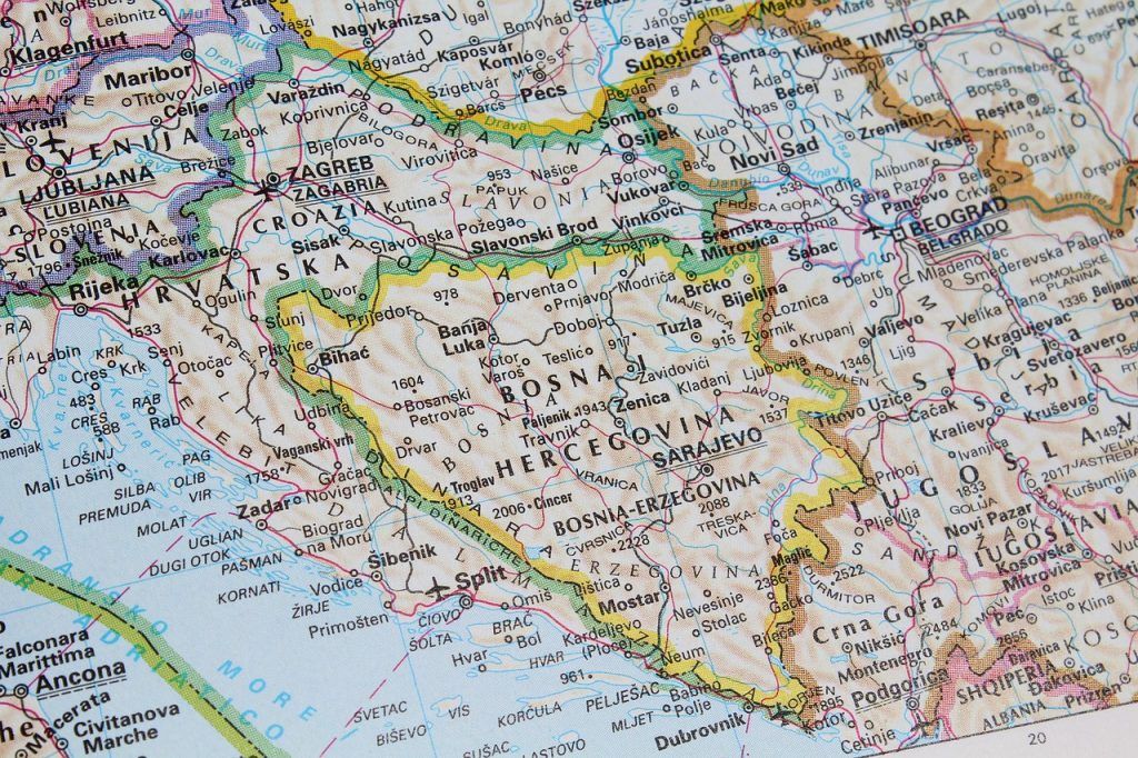 Horvátország és Bosznia-Hercegovina a Balkán térképén