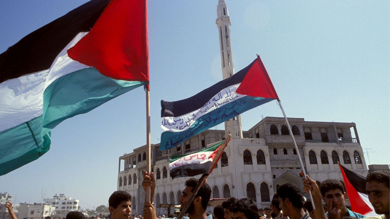 Demonstration against the Israeli - Palestinian agreement of Peace in Gaza, Israel on September 19, 1993.