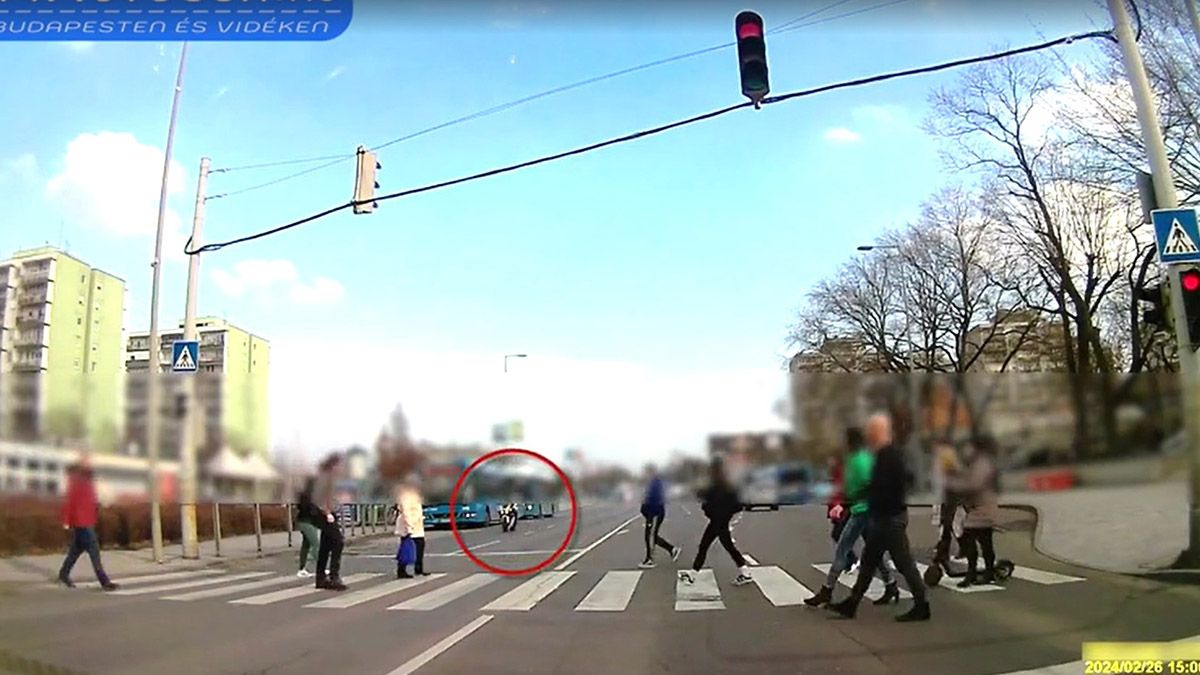 Zöldje volt a gyalogosoknak, a motorost nem érdekelte (VIDEÓ)