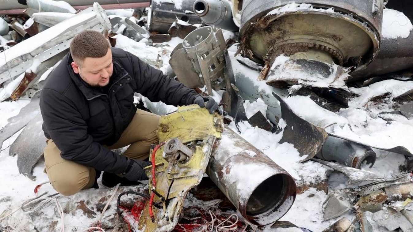 Wreckage of rocket used for shelling on January 2 demonstrated in Kharkiv