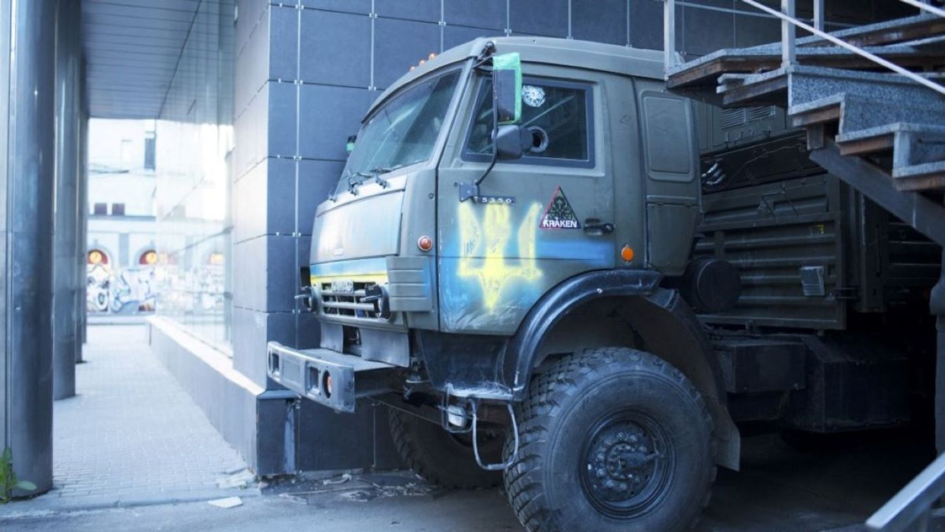 Az ukrán hadsereg teherautója.