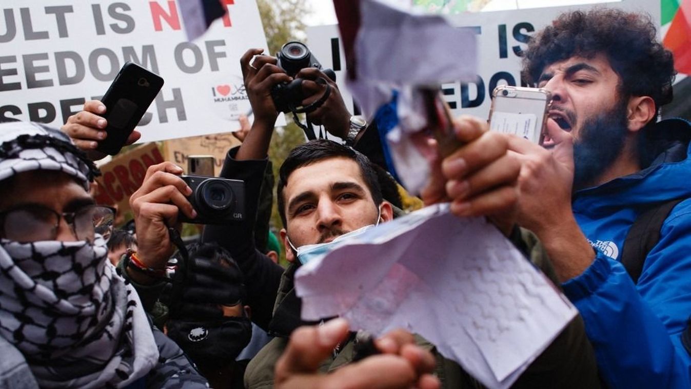 Demonstration Of Muslim Outside French Embassy In London