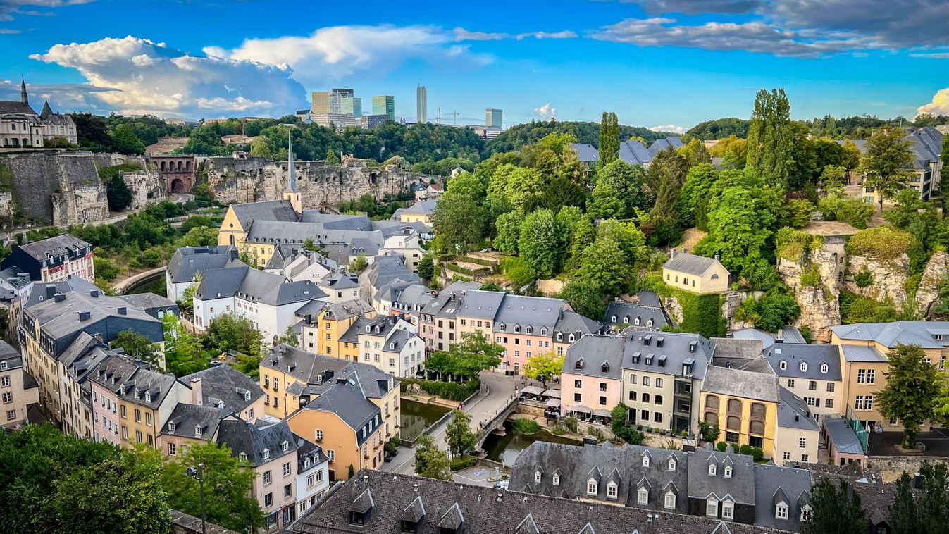 High angle view of buildings in city,Luxembourg City,Luxembourg