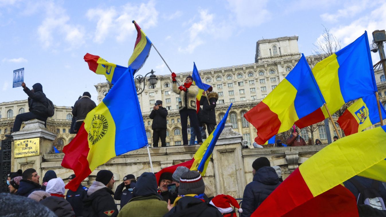 Román tüntetők Bukarestben