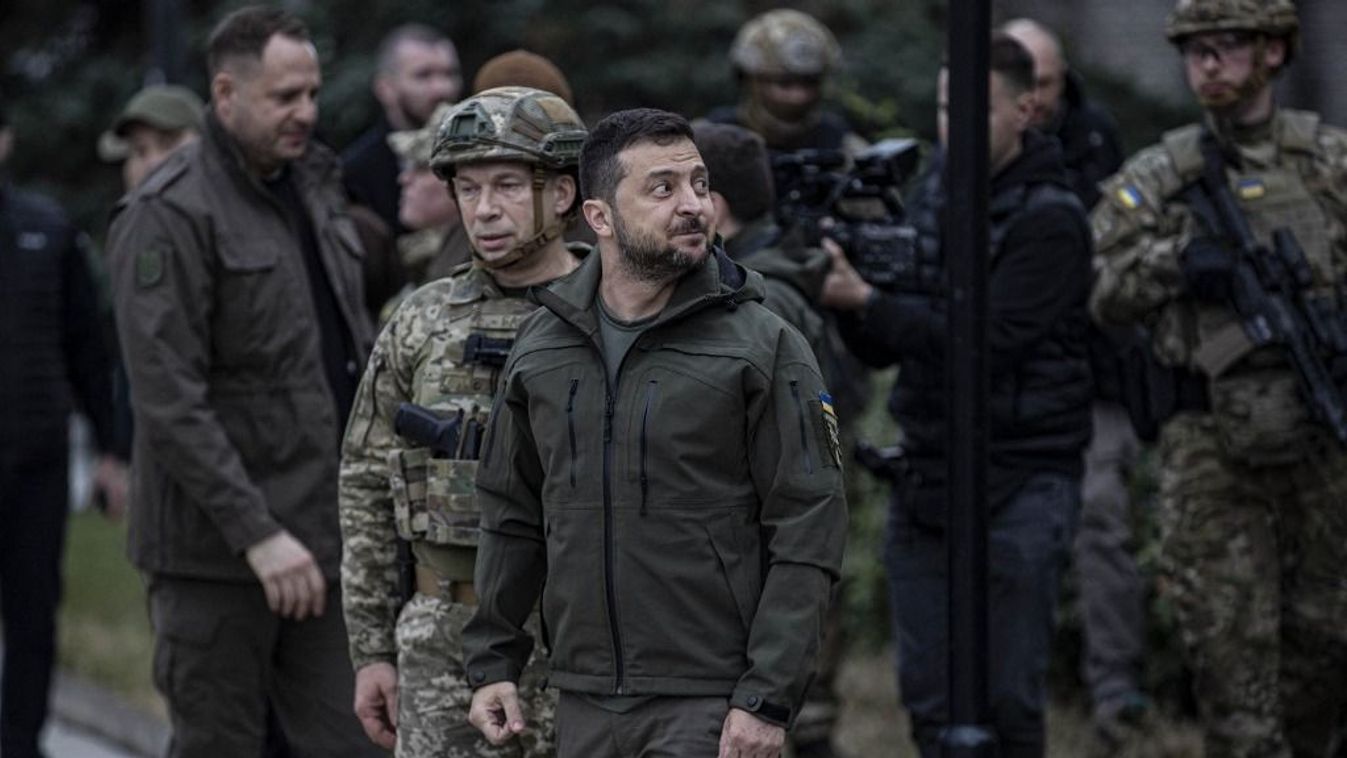 Ukrainian President Volodymyr Zelenskyy in Izium after the city was regained from Russian forces