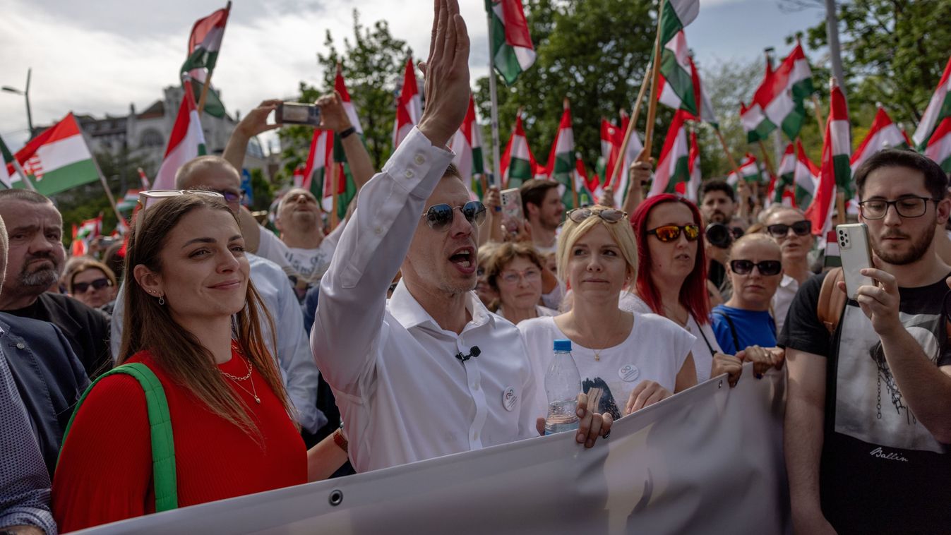 Opposition Figure Peter Magyar Holds March In Budapest