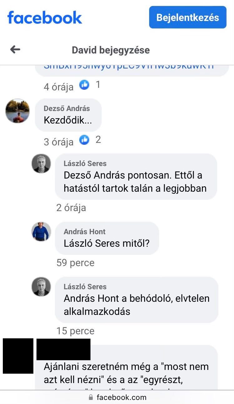 Dezső András, komment, Forrás: képernyőkép, FB