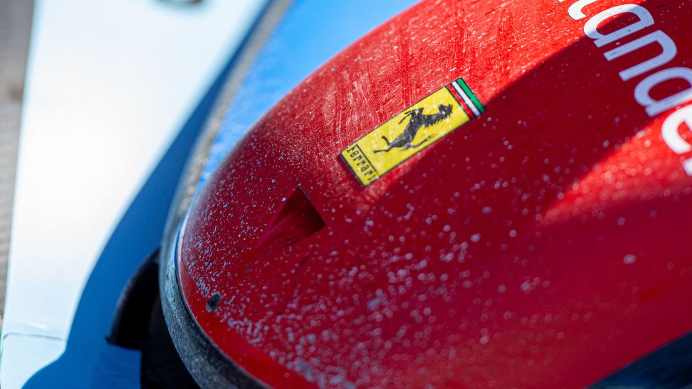 The Ferrari logo is on the Scuderia Ferrari SF-24 Ferrari during the Formula 1 Crypto.com Miami Grand Prix 2024 in Miami, USA, on May 4, 2024. (Photo by Alessio Morgese/NurPhoto) (Photo by Alessio Morgese / NurPhoto / NurPhoto via AFP)