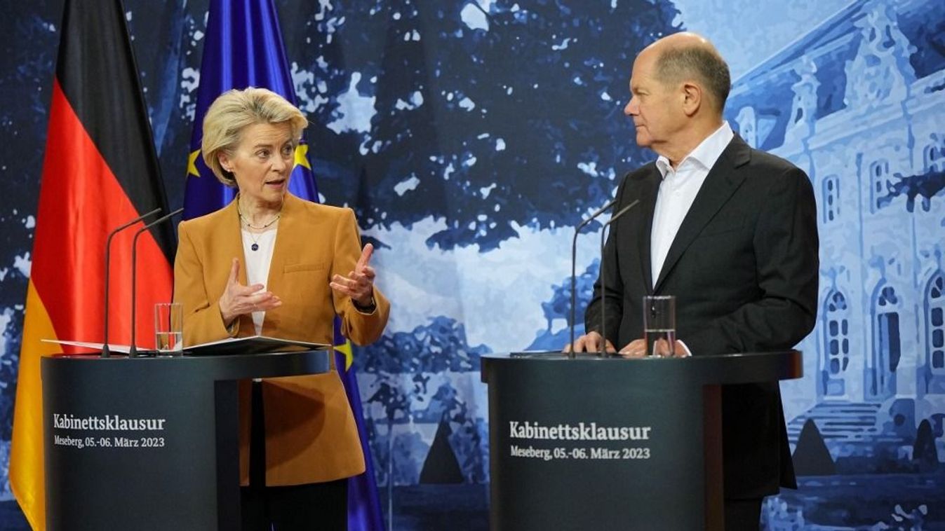 Olaf Scholz német kancellár és Ursula von der Leyen bizottsági elnök