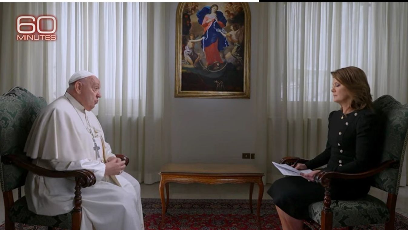 Ferenc pápa a 60 Minutes amerikai műsorban 2024. május 19-én.