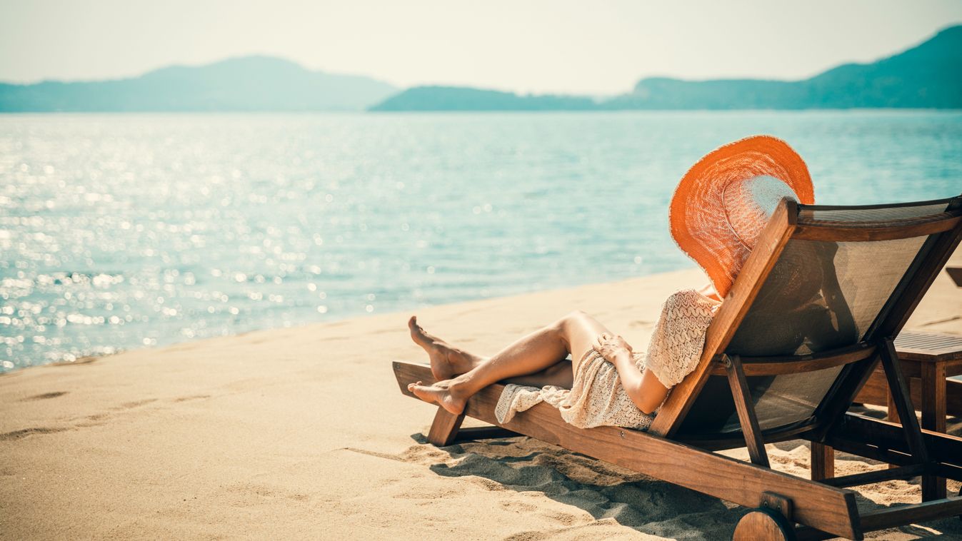 Woman in beach chair