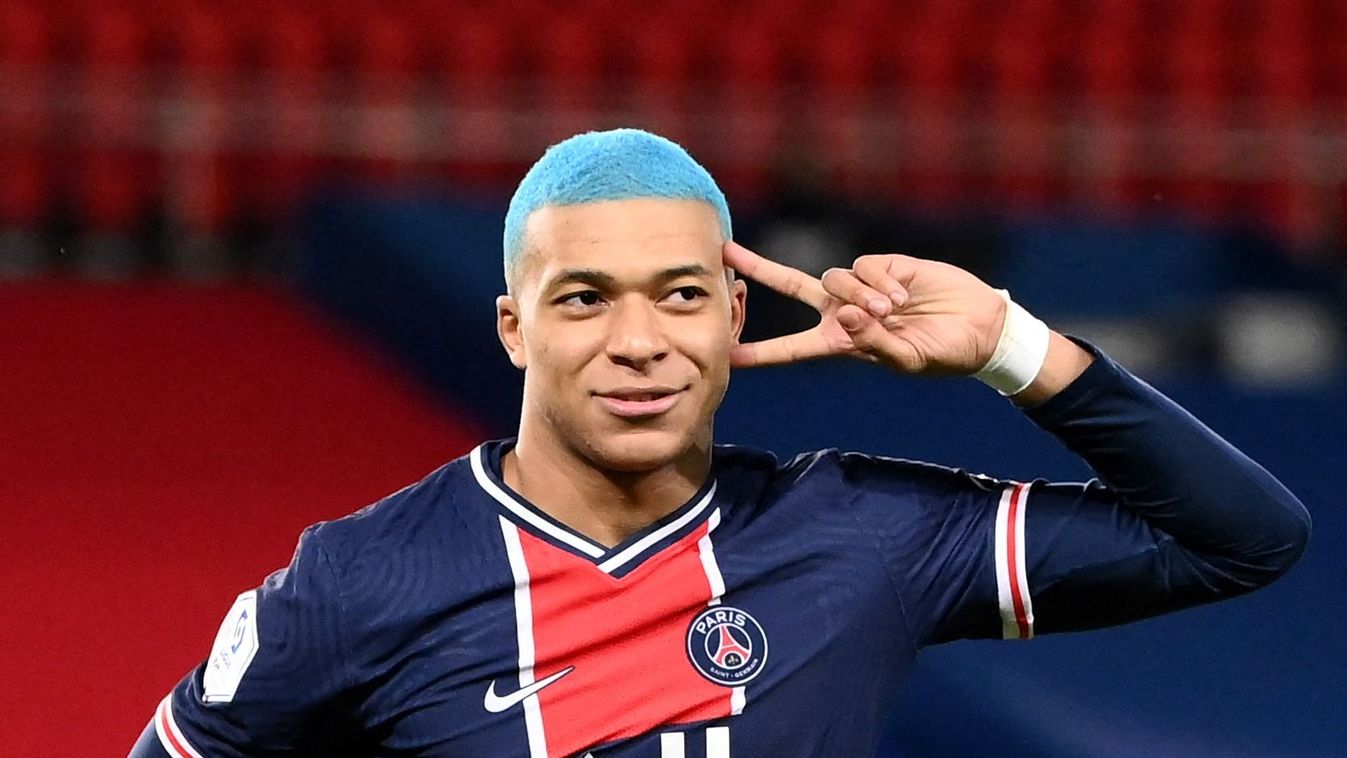 (FILES) Paris Saint-Germain's French forward Kylian Mbappe celebrates after scoring during the French L1 football match between Paris-Saint Germain (PSG) and FC Lorient at The Parc des Princes Stadium in Paris on December 16, 2020. Kylian Mbappe confirmed on May 10, 2024, that he will leave French champions Paris Saint-Germain at the end of the season. "I wanted to announce to you all that it's my last year at Paris Saint-Germain. I will not extend and the adventure will come to an end in a few weeks," Mbappe said in a video posted on social media. (Photo by FRANCK FIFE / AFP)