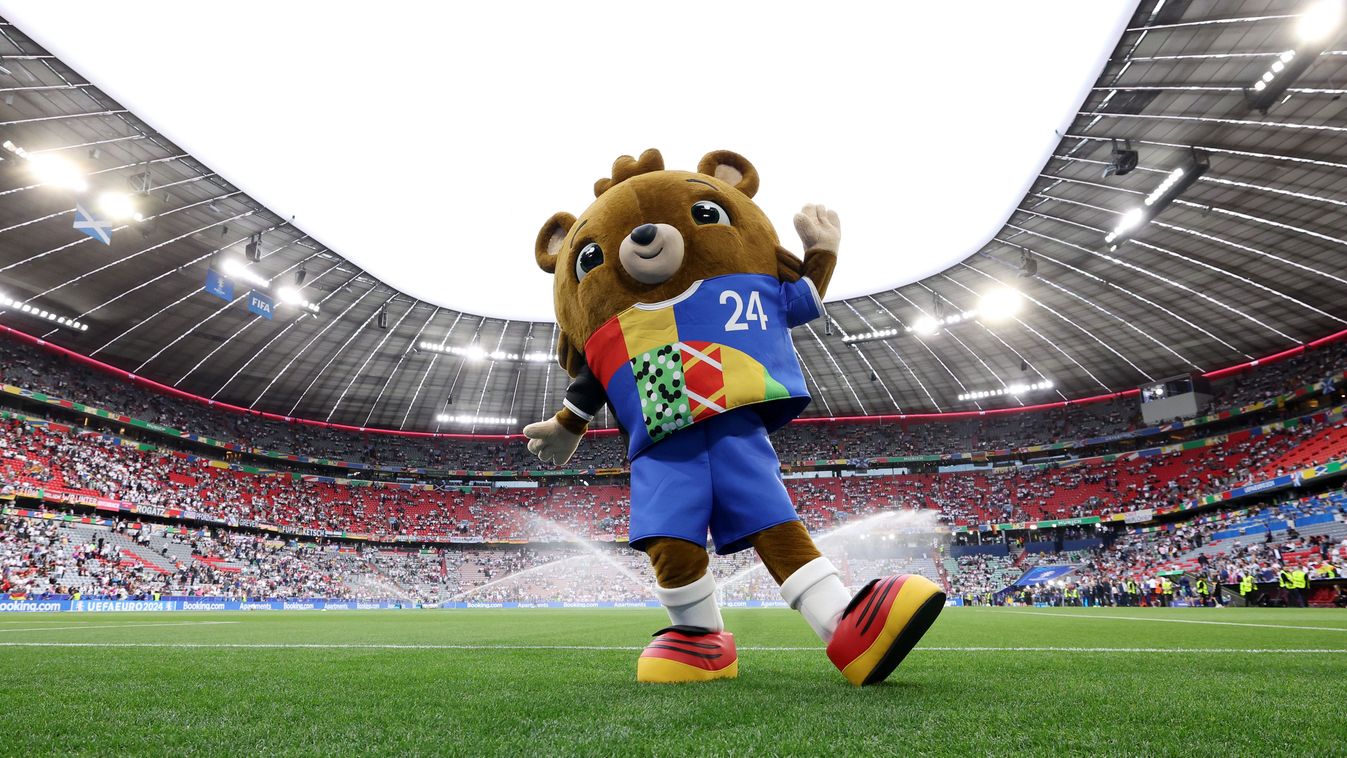 MUNICH, GERMANY - JUNE 14: Albart, Official Mascot of UEFA EURO 2024, poses for a photo prior to the UEFA EURO 2024 group stage match between Germany and Scotland at Munich Football Arena on June 14, 2024 in Munich, Germany. 