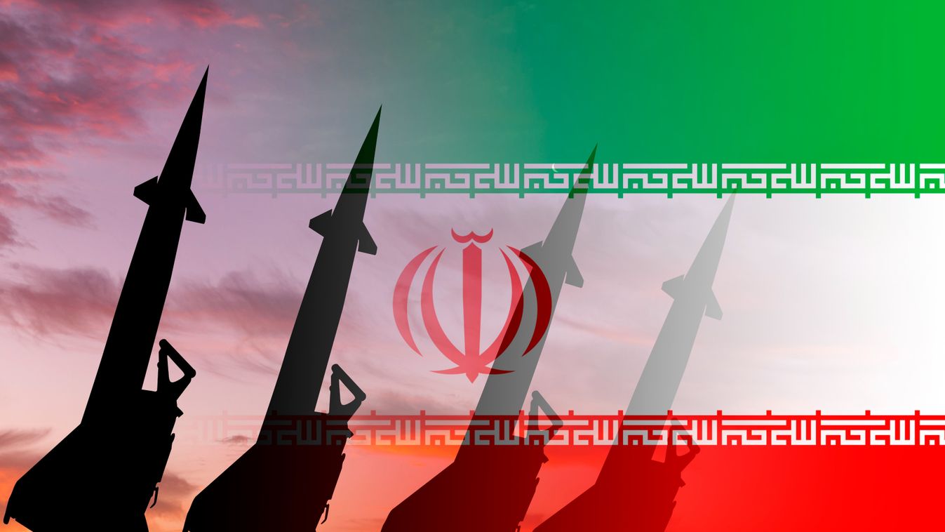 Missiles against the background of the Iranian flag