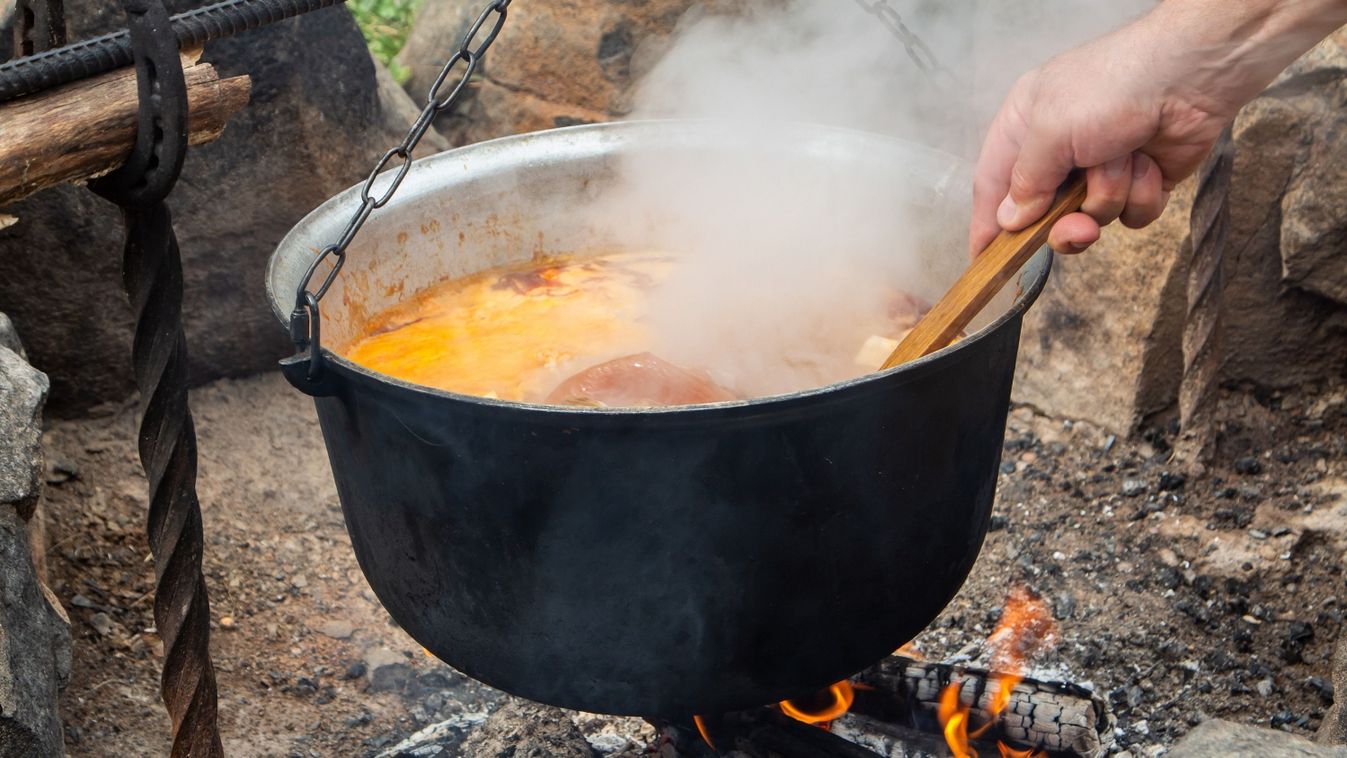 Traditional,Hungarian,Bograch.,Cooking,On,An,Open,Fire.,Traditional,Hungarian