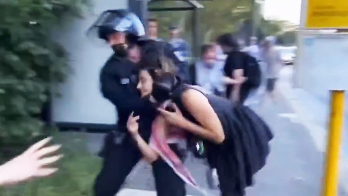 Videón, ahogy egymásnak esnek palesztin-párti tüntetők és német rohamrendőrök