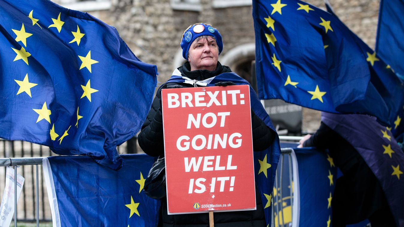 Leave And Remain Demonstrators Protest Ahead Of No Deal Vote