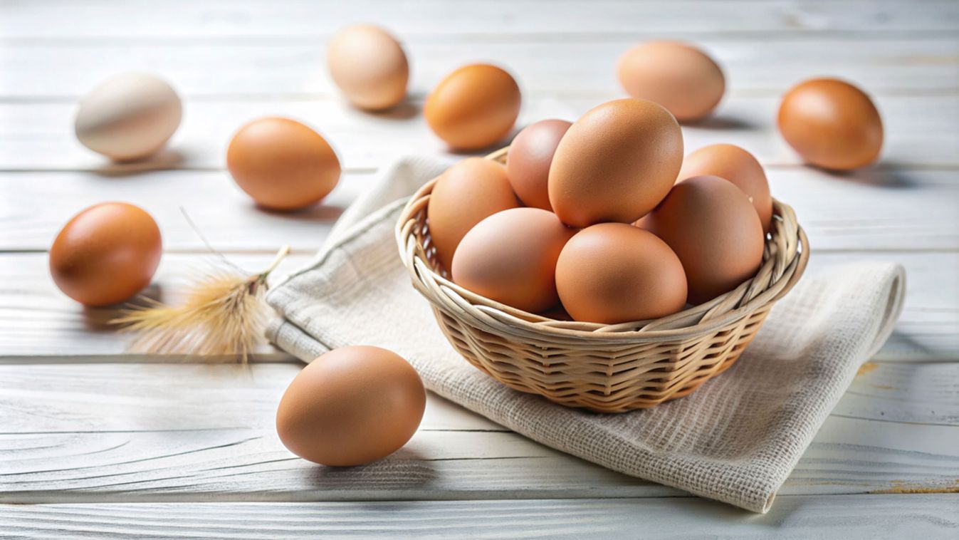 A,Beautifully,Arranged,Basket,Of,Fresh,Eggs,Placed,On,A