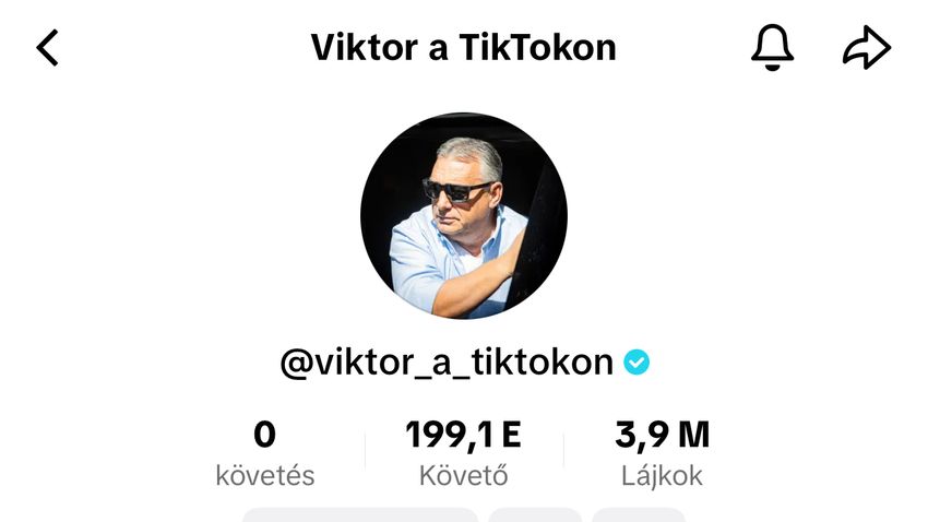 Orbán Viktor és az ellenzéki politikusok követőinek száma a TikTokon (2024.08.21-én)