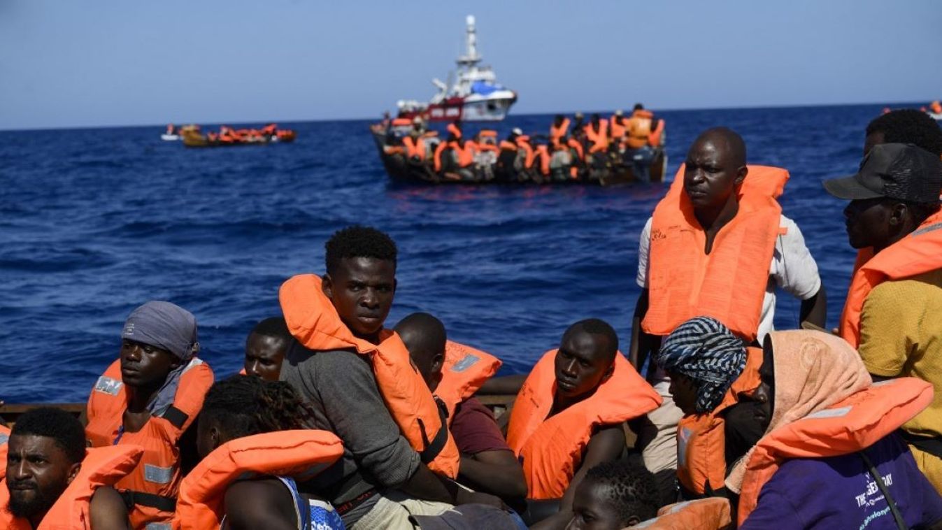 194 migrants of different nationalities, 50 of which are unaccompanied, departed from Tunisia are rescued by the Spanish NGO Open Arms near Lampedusa, Italy on August 03, 2023.