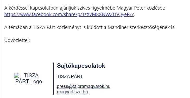 Tisza Párt, válasz, VIP-ellátás Fotó: Képernyőkép