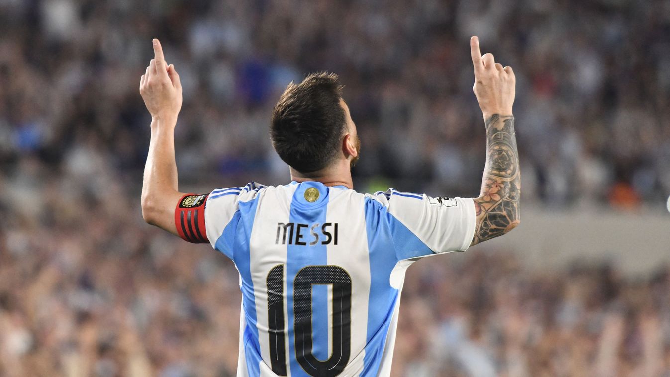 Lionel Messi celebrates his first goal of the night during a match between Argentina and Bolivia at Estadio Mas Monumental Antonio Vespucio Liberti in Buenos Aires, Argentina, on October 15. 