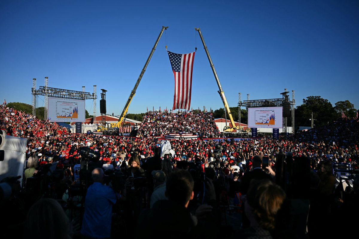 Republican presidential nominee Donald Trump holds a rally at site of first assassination attempt