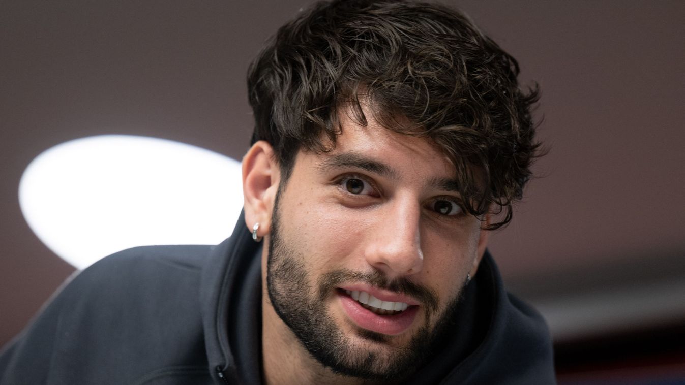 22 October 2024, Saxony, Leipzig: Soccer: Champions League, press conference, before the match between RB Leipzig and Liverpool FC. Liverpool's Dominik Szoboszlai takes part in the press conference. 