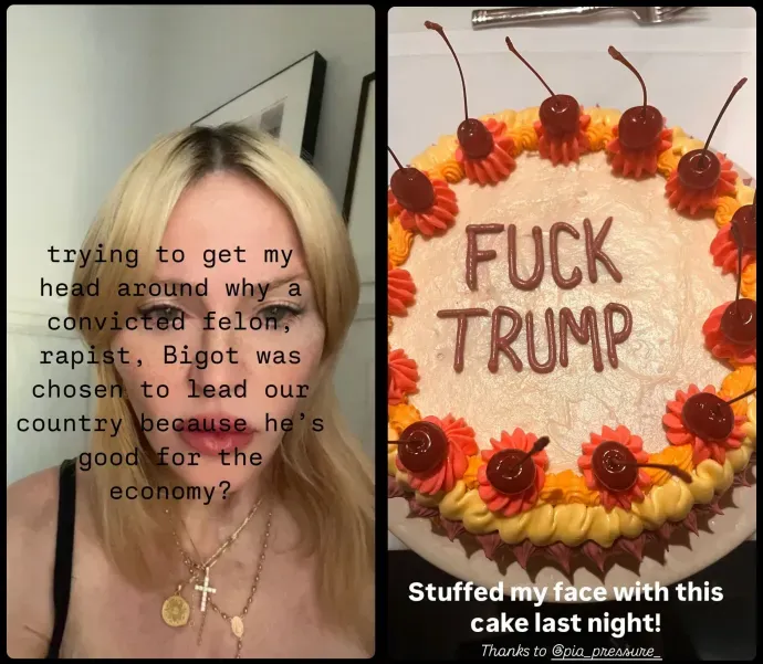 Madonna, torta, Trump, Fotó: Intagram